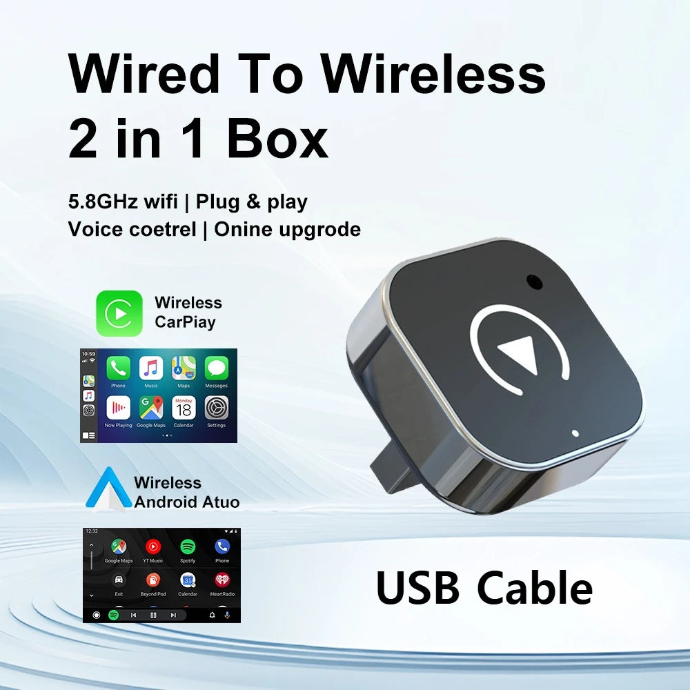 Wireless CarPlay Adapter - 2-in-1 for Apple & Android Auto