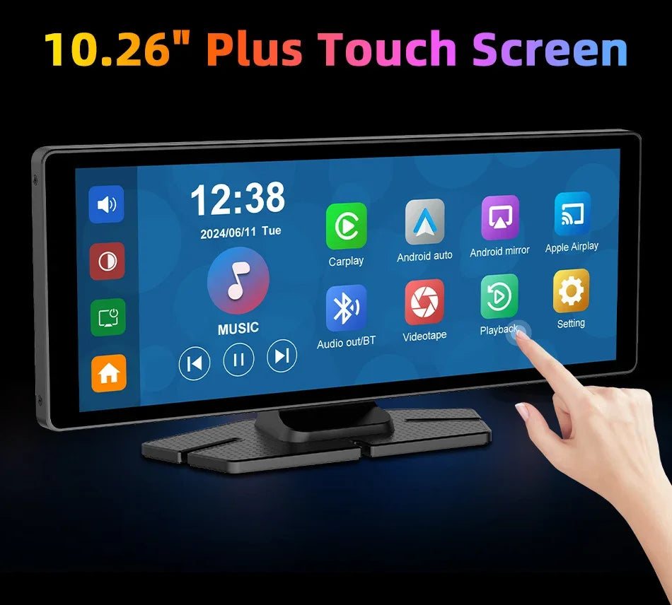 CarModernizer™ - 10.26" Ultra-Wide 4K Dash Cam with Wireless CarPlay & Android Auto