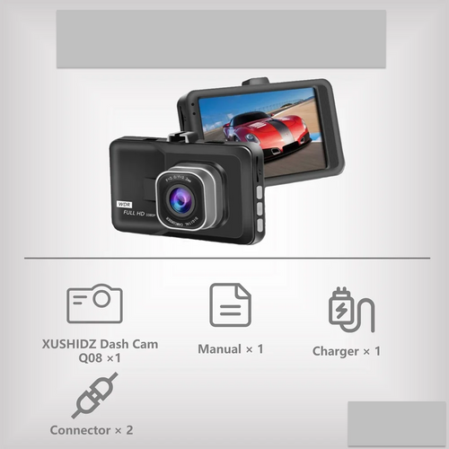 1080P Full HD Dashcam with Night Vision & 24h Parking Monitor