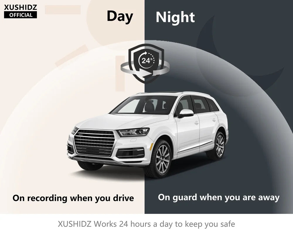 1080P Full HD Dashcam with Night Vision & 24h Parking Monitor