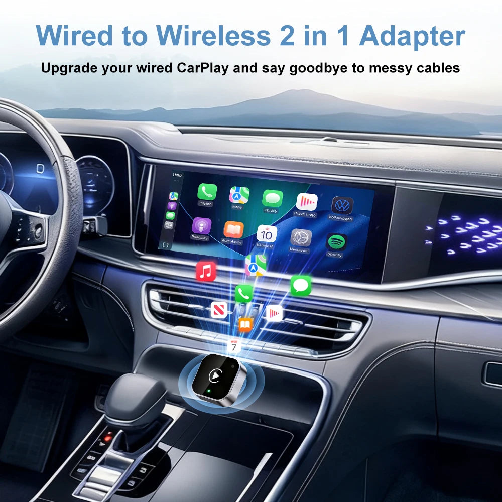Wireless CarPlay Adapter - 2-in-1 for Apple & Android Auto
